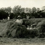 Summerfields - boys in hay on football field. 1910-1912. Chance standing up.