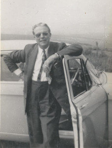 Arthur Booth on South Downs in 1957, as chauffeur to his ladyfriend in her car. She took the photo.