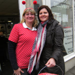 Lyn (left) and Andrea with collecting bucket