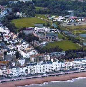 Aerial view of the Magdalen Road convent site. In the background, the funfair on the Oval may be seen. 