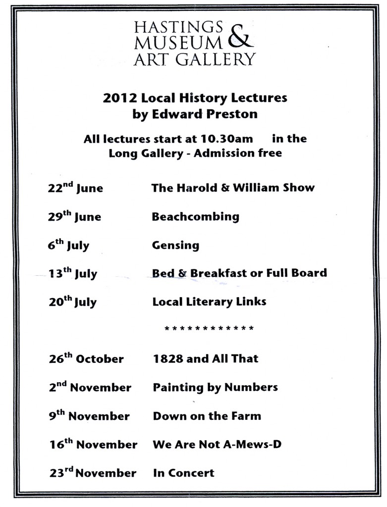 Edward Preston's lecture programme 2012