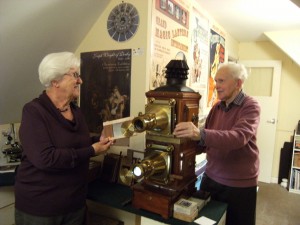 John & Thelma in their attic projection room with double magic lantern