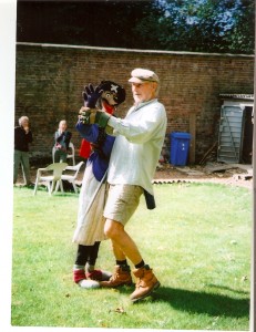 During a Heritage Open Day, a pirate scarecrow decided to give up his pole for a bit of pole-dancing and have a whirl with a BWGA member,  Michel Guille.   [photo: Vanessa Saunders]