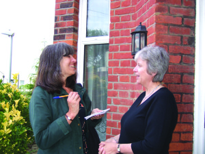 Sue King (left) interviews Barbara Welford in St Paul's Road