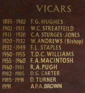 St Peter's Church - list of vicars, 2010